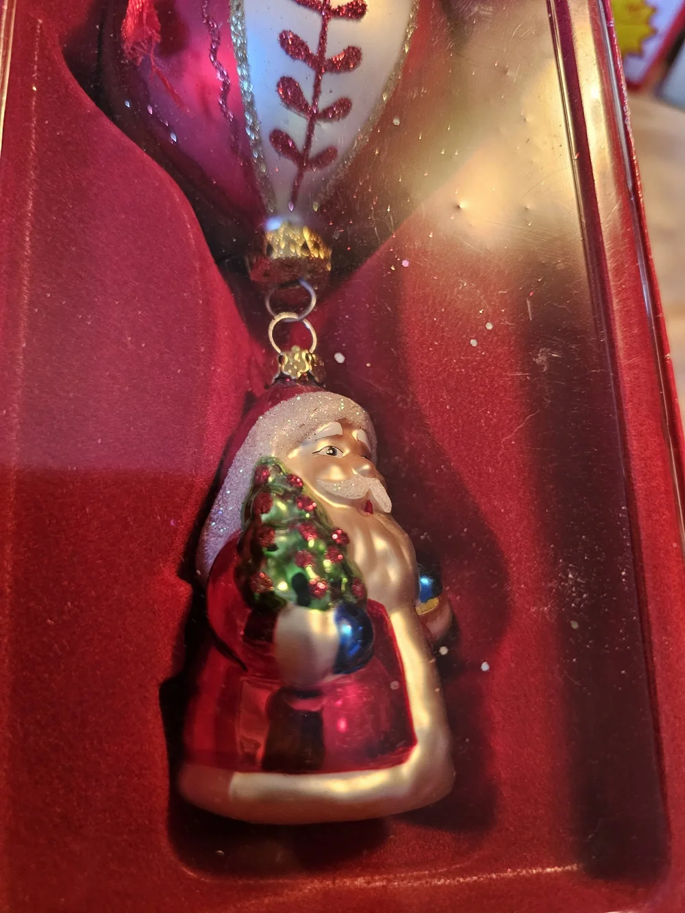 Holiday Santa Ornament Set - Red and White